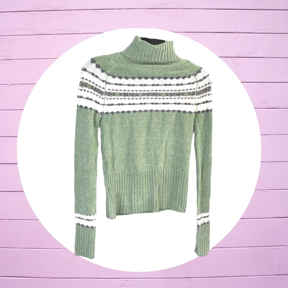 Fresh New w Tags Cactus Green, Gray, Pink, White Turtleneck Sweater Jrs Small